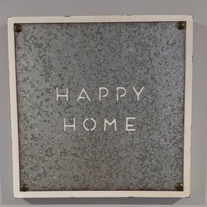 Charming Gray Metal 'Happy Home' Wall Art